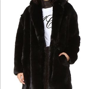 McQ Alexander McQueen Faux-Fur Coat in Black